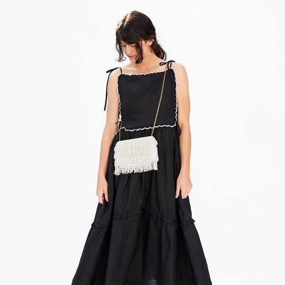 Clare V Estelle in Waterfall Pearls- Pearl Covered White Crossbody Bag - Picture 3 of 10